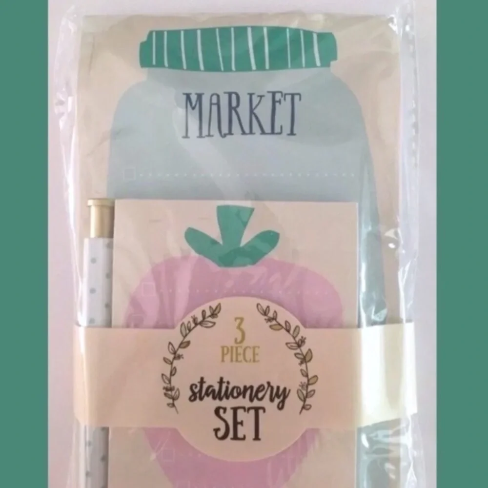 Stationery Set Pen List Pad Sticky Notes Market Strawberry Kitchen To Do List